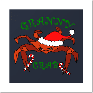 Funny Granny Crab Christmas Crab Posters and Art